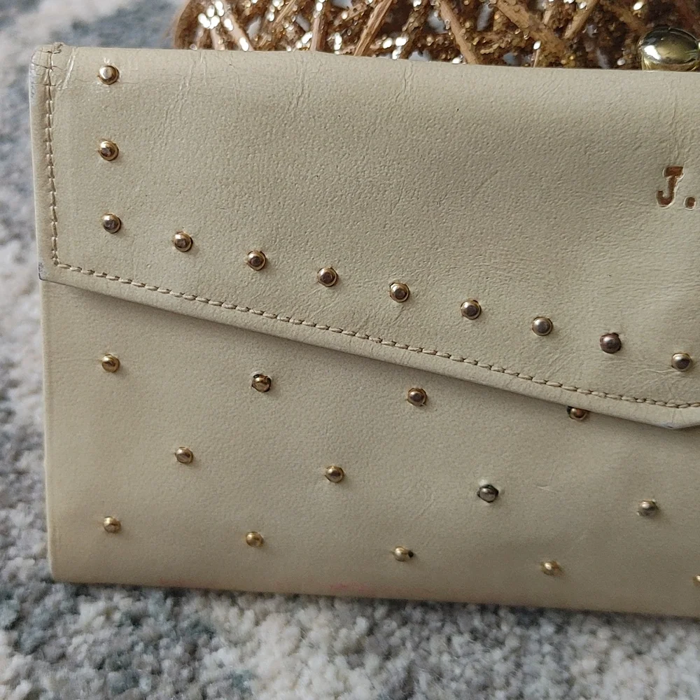 Princess Gardner Gahna Cowhide Gold Studded Womens Coin Purse Wallet